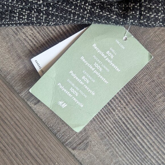 NWT H&M Women's Straight Leg Loose Fit Dress Pants in Black Melange Woven 8 - Picture 2 of 7